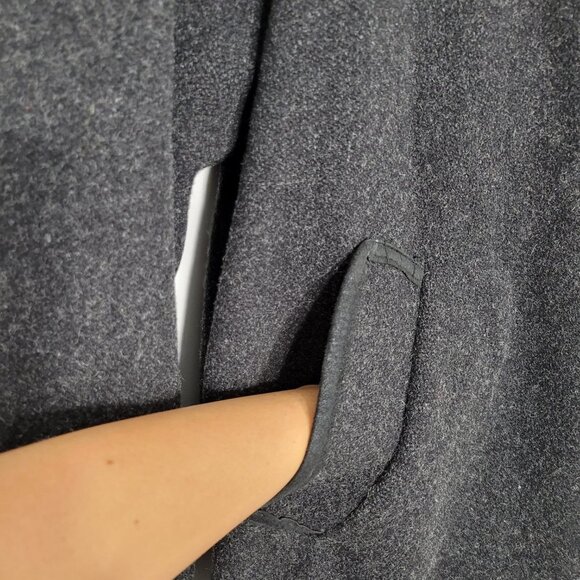 Epsilon Charcoal Cotton Blend Knee Length Button Jacket Coat Lined Pocket Collar - Picture 3 of 13